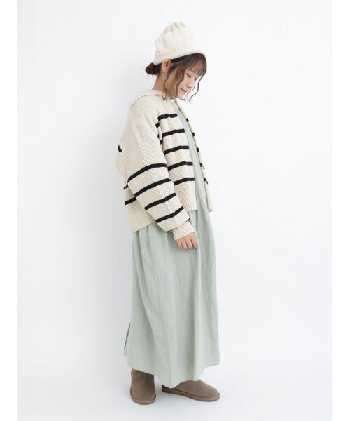 Samansa Mos2(サマンサ モスモス)の「ビッグカラーニットカーディガン(カーディガン/ボレロ・レディース・ブラウン/ブラック/イエロー/グリーン・フリ-)」の8枚目の写真