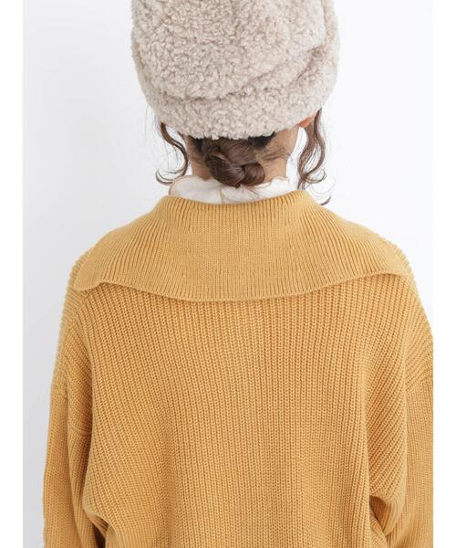 Samansa Mos2(サマンサ モスモス)の「ビッグカラーニットカーディガン(カーディガン/ボレロ・レディース・ブラウン/ブラック/イエロー/グリーン・フリ-)」の14枚目の写真