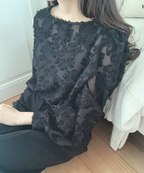 LAUIR（ラウアー）の「フラワーシアージャガードブラウス（シャツ/ブラウス・レディース・ホワイト/ブラック/アイボリー/ライトピンク/ブラウン・MEDIUM/LARGE/SMALL/X-LARGE）」の19枚目の写真