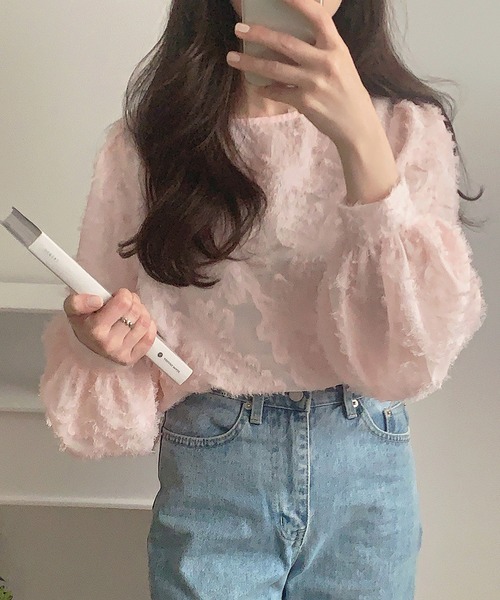 LAUIR（ラウアー）の「フラワーシアージャガードブラウス（シャツ/ブラウス・レディース・ホワイト/ブラック/アイボリー/ライトピンク/ブラウン・MEDIUM/LARGE/SMALL/X-LARGE）」の22枚目の写真