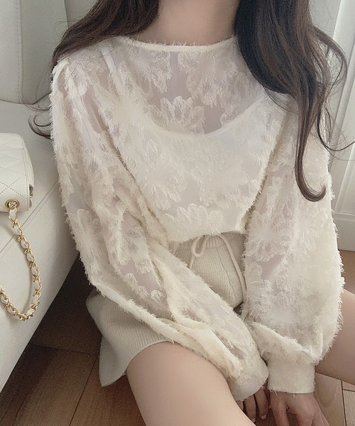 LAUIR（ラウアー）の「フラワーシアージャガードブラウス（シャツ/ブラウス・レディース・ホワイト/ブラック/アイボリー/ライトピンク/ブラウン・MEDIUM/LARGE/SMALL/X-LARGE）」の17枚目の写真