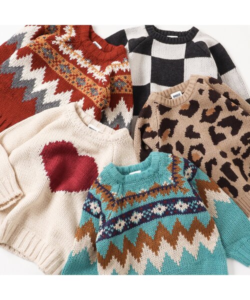 BREEZE（ブリーズ）の「バラエティーセーター（ニット/セーター・キッズ・アイボリー/レッド/サックスブルー/ブラウン/チャコール・100/120/140/90）」の9枚目の写真