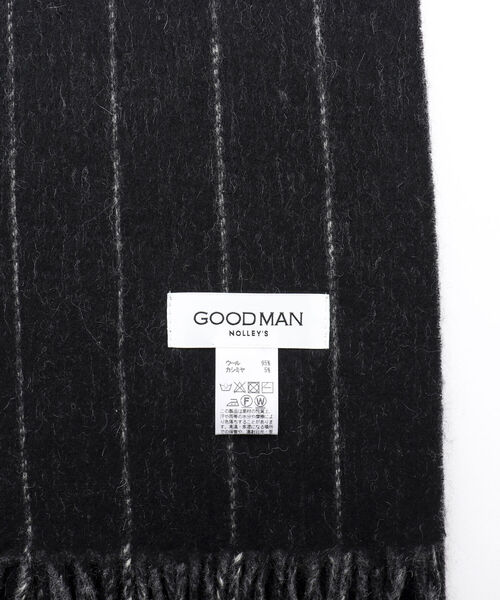 NOLLEY'S goodman（ノーリーズグッドマン）の「Wフェイスウールカシミヤストライプマフラー アラシャンカシミヤ混 30cm幅（マフラー・メンズ・ブラック×グレー/ネイビー・FREE）」の12枚目の写真