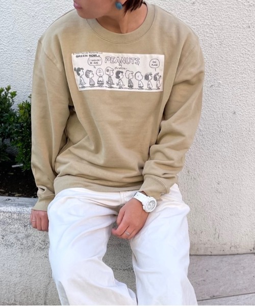 SNOOPY×OLD BETTY'S（スヌーピーカケルオールドベティーズ）の「スヌーピー【SNOOPY】Crew Neck Sweat（スウェット・レディース・カーキ/ネイビー・M/L）」の2枚目の写真