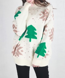 クリスマスニット ツリー ノルディック柄