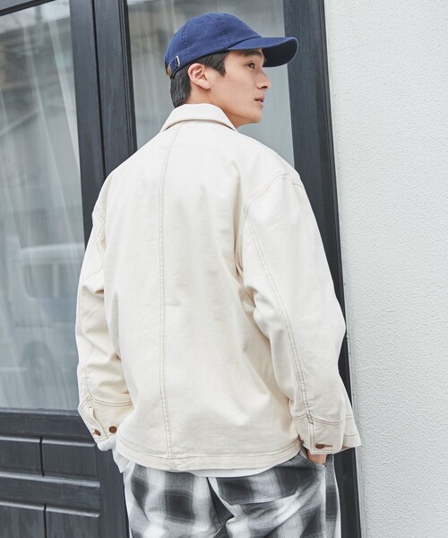 SMITH'S（スミス）の「SMITH'S（スミス）別注カバーオールジャケット（デニムジャケット・メンズ・オフホワイト/ネイビー・L/XL/M/S）」の17枚目の写真