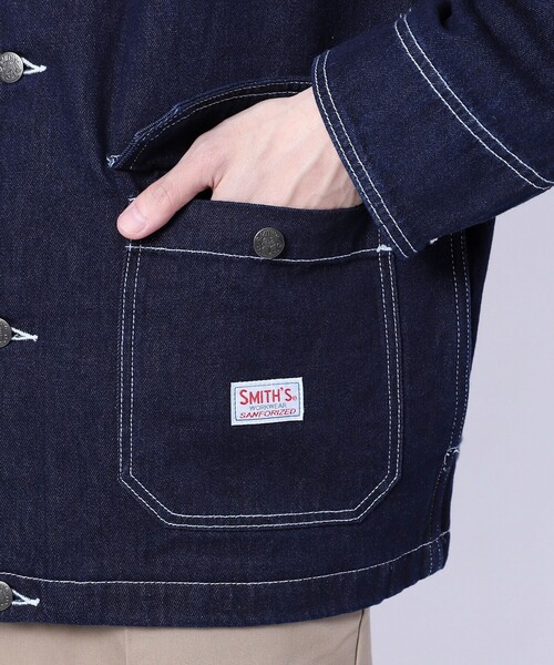 SMITH'S（スミス）の「SMITH'S（スミス）別注カバーオールジャケット（デニムジャケット・メンズ・ネイビー/オフホワイト・M/XL/L/S）」の10枚目の写真