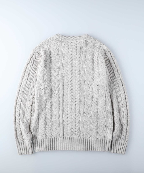 Right-on(ライトオン)の「ケーブル編みクルーニット(ニット/セーター・メンズ・オフホワイト/ダークグレー/ネイビー/グリーン/ワイン/イエロー・XL/M/L)」の9枚目の写真