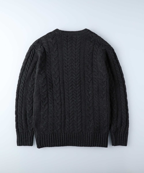 Right-on(ライトオン)の「ケーブル編みクルーニット(ニット/セーター・メンズ・オフホワイト/ダークグレー/ネイビー/グリーン/ワイン/イエロー・XL/M/L)」の10枚目の写真