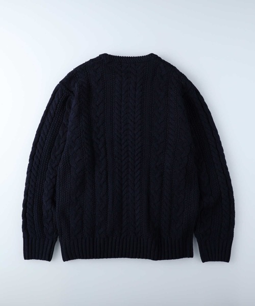 Right-on(ライトオン)の「ケーブル編みクルーニット(ニット/セーター・メンズ・オフホワイト/ダークグレー/ネイビー/グリーン/ワイン/イエロー・XL/M/L)」の12枚目の写真