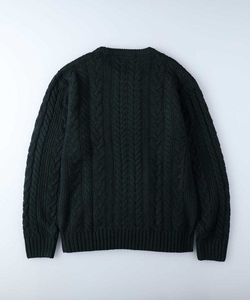 Right-on(ライトオン)の「ケーブル編みクルーニット(ニット/セーター・メンズ・オフホワイト/ダークグレー/ネイビー/グリーン/ワイン/イエロー・XL/M/L)」の11枚目の写真