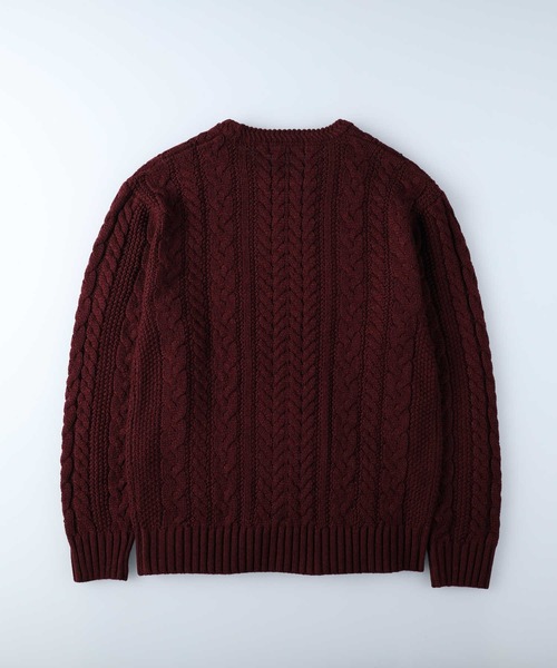 Right-on(ライトオン)の「ケーブル編みクルーニット(ニット/セーター・メンズ・オフホワイト/ダークグレー/ネイビー/グリーン/ワイン/イエロー・XL/M/L)」の14枚目の写真