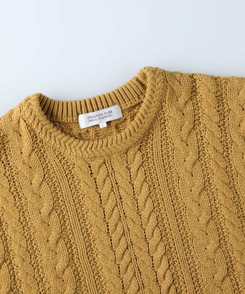 Right-on(ライトオン)の「ケーブル編みクルーニット(ニット/セーター・メンズ・オフホワイト/ダークグレー/ネイビー/グリーン/ワイン/イエロー・XL/M/L)」の15枚目の写真