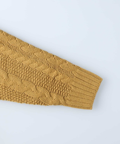 Right-on(ライトオン)の「ケーブル編みクルーニット(ニット/セーター・メンズ・オフホワイト/ダークグレー/ネイビー/グリーン/ワイン/イエロー・XL/M/L)」の16枚目の写真