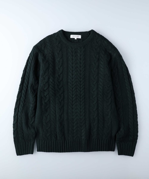 Right-on(ライトオン)の「ケーブル編みクルーニット(ニット/セーター・メンズ・オフホワイト/ダークグレー/ネイビー/グリーン/ワイン/イエロー・XL/M/L)」の20枚目の写真