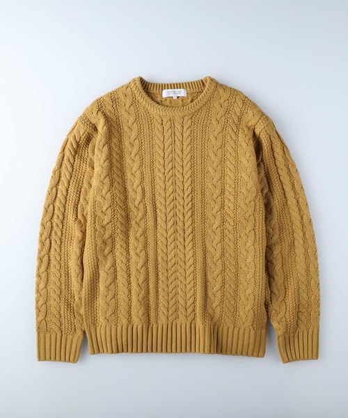 Right-on(ライトオン)の「ケーブル編みクルーニット(ニット/セーター・メンズ・オフホワイト/ダークグレー/ネイビー/グリーン/ワイン/イエロー・XL/M/L)」の19枚目の写真