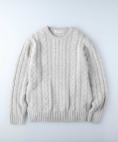 Right-on(ライトオン)の「ケーブル編みクルーニット(ニット/セーター・メンズ・オフホワイト/ダークグレー/ネイビー/グリーン/ワイン/イエロー・XL/M/L)」の21枚目の写真