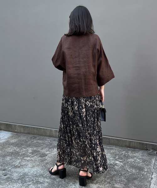 audrey and john wad（オードリーアンドジョンワッド）の「ペイントライクプリーツシフォンロングスカート（スカート・レディース・オフホワイト/ダークグレー/モカ・S/M）」の14枚目の写真