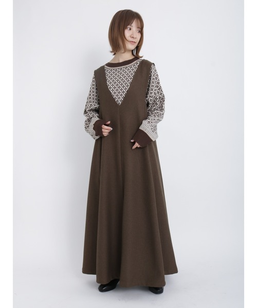 Samansa Mos2 blue（サマンサモスモスブルー）の「フレアジャンスカ（ジャンパースカート・レディース・ブラウン/ブラック/グレー・ﾌﾘ-）」の17枚目の写真