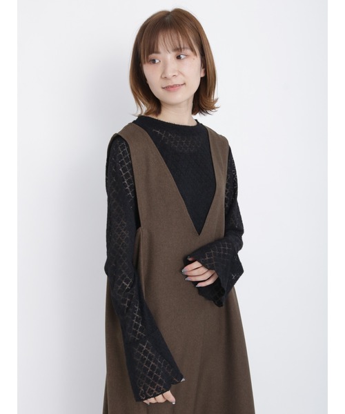 Samansa Mos2 blue（サマンサモスモスブルー）の「フレアジャンスカ（ジャンパースカート・レディース・ブラウン/ブラック/グレー・ﾌﾘ-）」の19枚目の写真