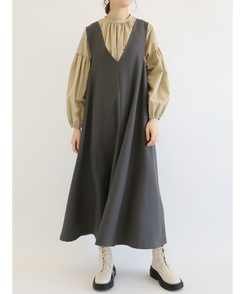 Samansa Mos2 blue（サマンサモスモスブルー）の「フレアジャンスカ（ジャンパースカート・レディース・ブラウン/ブラック/グレー・ﾌﾘ-）」の16枚目の写真