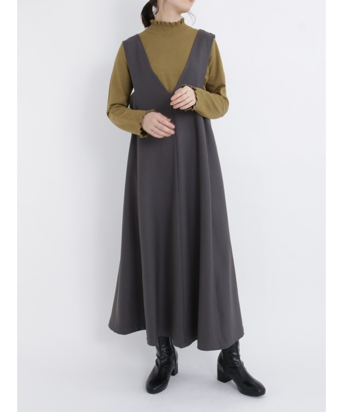 Samansa Mos2 blue（サマンサモスモスブルー）の「フレアジャンスカ（ジャンパースカート・レディース・ブラウン/ブラック/グレー・ﾌﾘ-）」の10枚目の写真