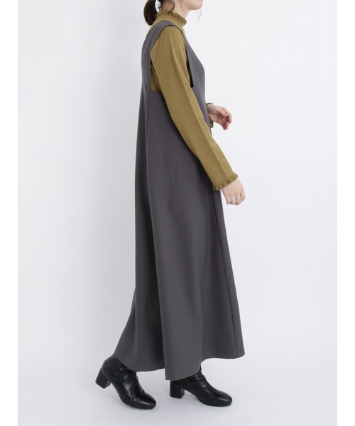 Samansa Mos2 blue（サマンサモスモスブルー）の「フレアジャンスカ（ジャンパースカート・レディース・ブラウン/ブラック/グレー・ﾌﾘ-）」の9枚目の写真