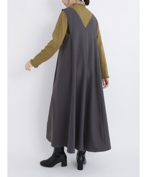 Samansa Mos2 blue（サマンサモスモスブルー）の「フレアジャンスカ（ジャンパースカート・レディース・ブラウン/ブラック/グレー・ﾌﾘ-）」の7枚目の写真