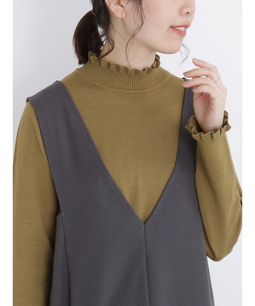 Samansa Mos2 blue（サマンサモスモスブルー）の「フレアジャンスカ（ジャンパースカート・レディース・ブラウン/ブラック/グレー・ﾌﾘ-）」の4枚目の写真