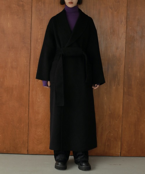 AMAIL（アマイル）の「Long wool 2way coat（ダウンジャケット/コート・レディース・ベージュ/ブラック・FREE）」の2枚目の写真