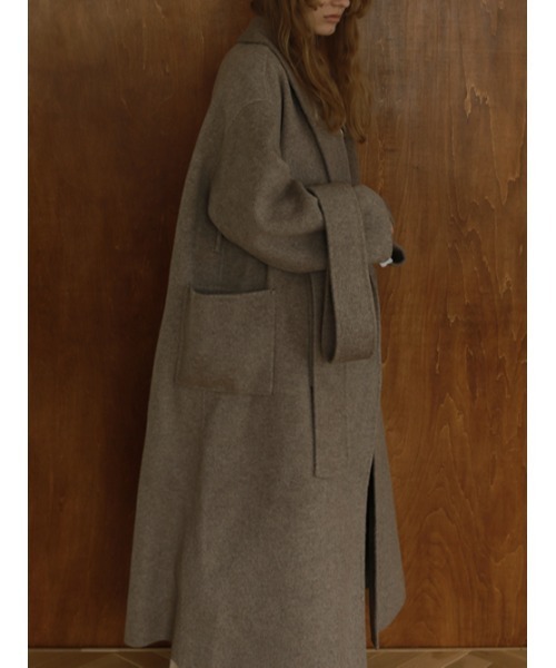 AMAIL（アマイル）の「Long wool 2way coat（ダウンジャケット/コート・レディース・ベージュ/ブラック・FREE）」の5枚目の写真