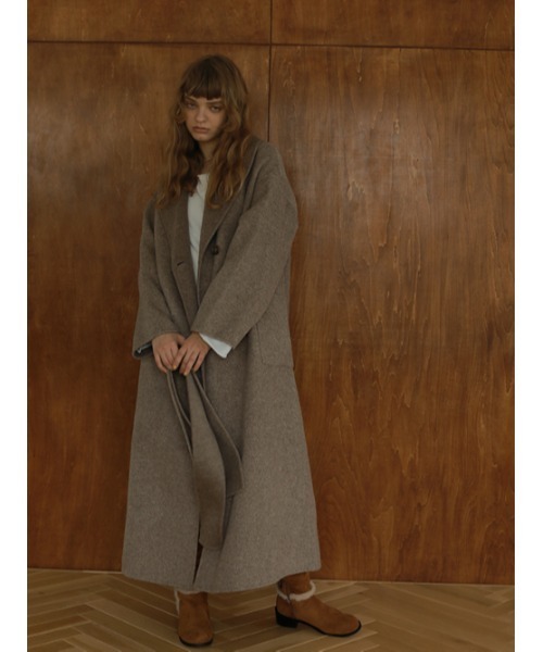 AMAIL（アマイル）の「Long wool 2way coat（ダウンジャケット/コート・レディース・ベージュ/ブラック・FREE）」の6枚目の写真