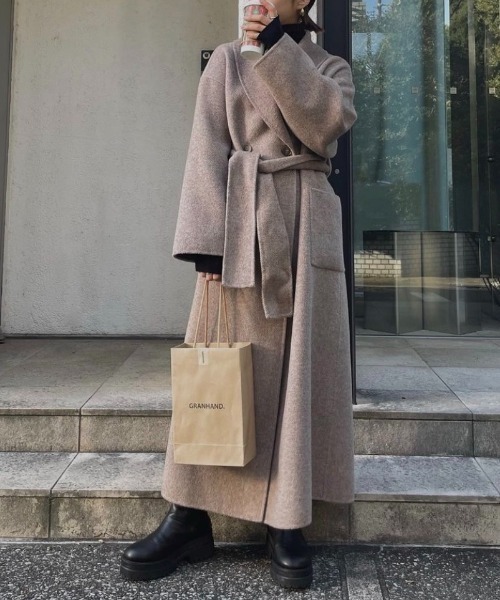 AMAIL（アマイル）の「Long wool 2way coat（ダウンジャケット/コート・レディース・ベージュ/ブラック・FREE）」の18枚目の写真
