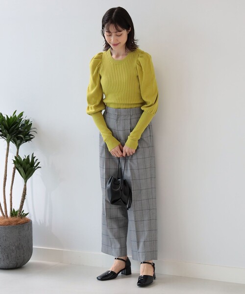 Ray BEAMS（レイビームス）の「Ray BEAMS / チェック 1タック ストレート パンツ（その他パンツ・レディース・ブラック/ダークブラウン・0/1）」の8枚目の写真