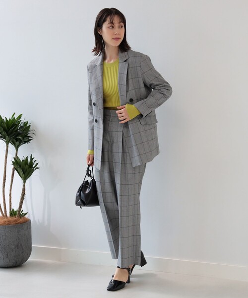 Ray BEAMS（レイビームス）の「Ray BEAMS / チェック 1タック ストレート パンツ（その他パンツ・レディース・ブラック/ダークブラウン・0/1）」の10枚目の写真