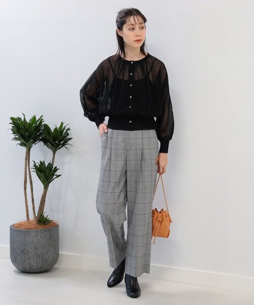 Ray BEAMS（レイビームス）の「Ray BEAMS / チェック 1タック ストレート パンツ（その他パンツ・レディース・ブラック/ダークブラウン・0/1）」の15枚目の写真