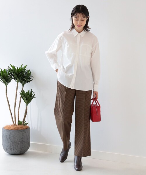 Ray BEAMS（レイビームス）の「Ray BEAMS / チェック 1タック ストレート パンツ（その他パンツ・レディース・ブラック/ダークブラウン・0/1）」の19枚目の写真