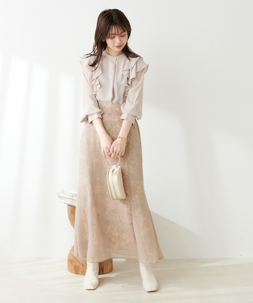 【WEB限定】osono長さ変えれるシアー重ねスカート　ブルー　ネイビー WEB限定/osono長さ変えれるシアー重ねスカート Mサイズ