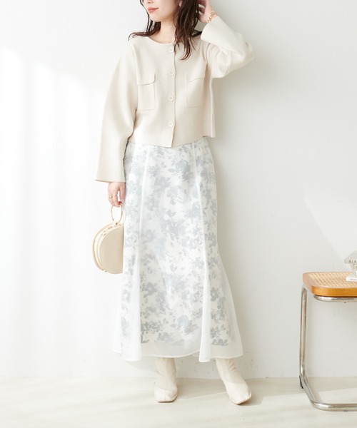 natural couture(ナチュラルクチュール)の「2023SSアイテム/WEB限定/osono長さ変えれるシアー重ねスカート(スカート・レディース・ベージュ/ブルー/オフホワイト・MEDIUM)」の9枚目の写真