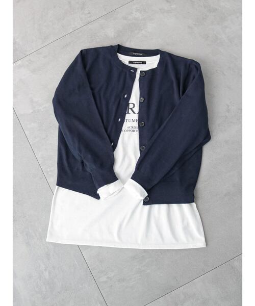 Lugnoncure（ルノンキュール）の「クルーカーディガン（カーディガン/ボレロ・レディース・ミント/イエロー/ネイビー/グレー・ﾌﾘ-）」の5枚目の写真