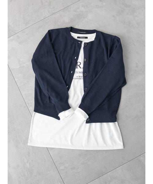 Lugnoncure（ルノンキュール）の「クルーカーディガン（カーディガン/ボレロ・レディース・ミント/イエロー/ネイビー/グレー・ﾌﾘ-）」の4枚目の写真