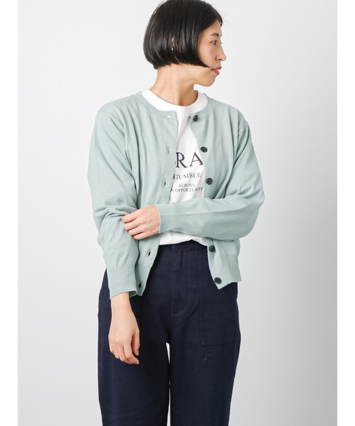 Lugnoncure（ルノンキュール）の「クルーカーディガン（カーディガン/ボレロ・レディース・ミント/イエロー/ネイビー/グレー・ﾌﾘ-）」の3枚目の写真