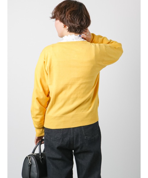 Lugnoncure（ルノンキュール）の「クルーカーディガン（カーディガン/ボレロ・レディース・ミント/イエロー/ネイビー/グレー・ﾌﾘ-）」の11枚目の写真