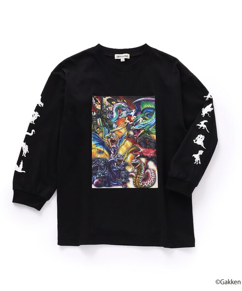 SHOO・LA・RUE(シューラルー)の「◆【最強王図鑑×SHOO・LA・RUE】袖プリントロンT(Tシャツ/カットソー・キッズ・グレー/オフホワイト/ブラック・14/12/13/11)」の2枚目の写真