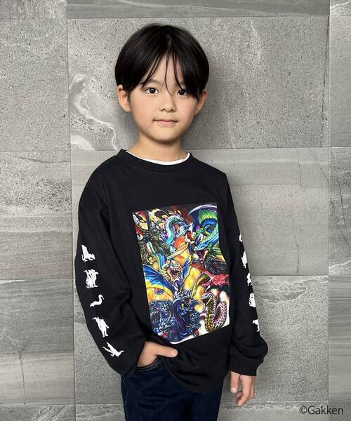 SHOO・LA・RUE(シューラルー)の「◆【最強王図鑑×SHOO・LA・RUE】袖プリントロンT(Tシャツ/カットソー・キッズ・グレー/オフホワイト/ブラック・14/12/13/11)」の11枚目の写真
