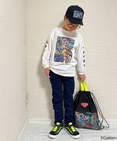 SHOO・LA・RUE(シューラルー)の「◆【最強王図鑑×SHOO・LA・RUE】袖プリントロンT(Tシャツ/カットソー・キッズ・グレー/オフホワイト/ブラック・14/12/13/11)」の9枚目の写真