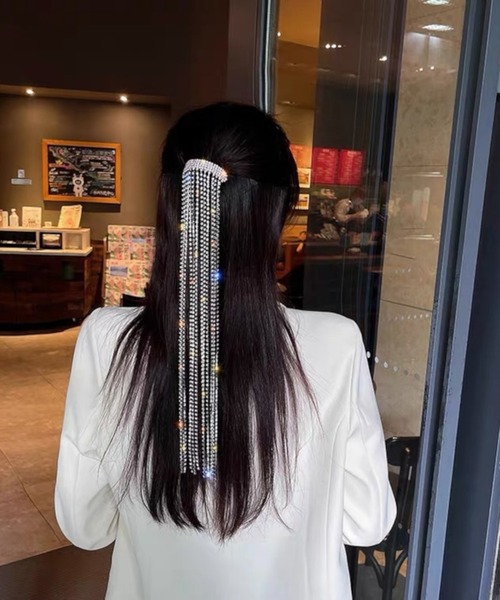 juweel（ユウェル）の「レディース ラインストーンポニーテールヘアチェーンバレッタ（バレッタ/ヘアクリップ・レディース・シルバー・FREE）」の4枚目の写真