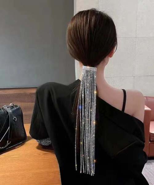 juweel（ユウェル）の「レディース ラインストーンポニーテールヘアチェーンバレッタ（バレッタ/ヘアクリップ・レディース・シルバー・FREE）」の5枚目の写真