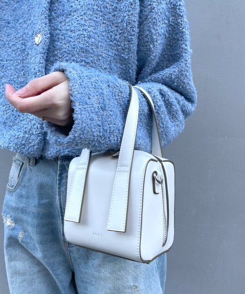 loti（ロティ）の「loti ミニボックスボストンBAG（ショルダーバッグ・レディース・ブラック/ライム/オフホワイト・ONE SIZE）」の7枚目の写真