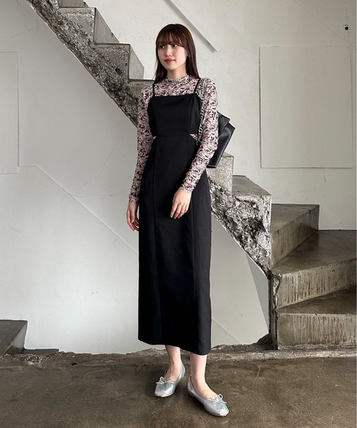 セール】ハイネックフラワーシアートップス（Tシャツ/カットソー